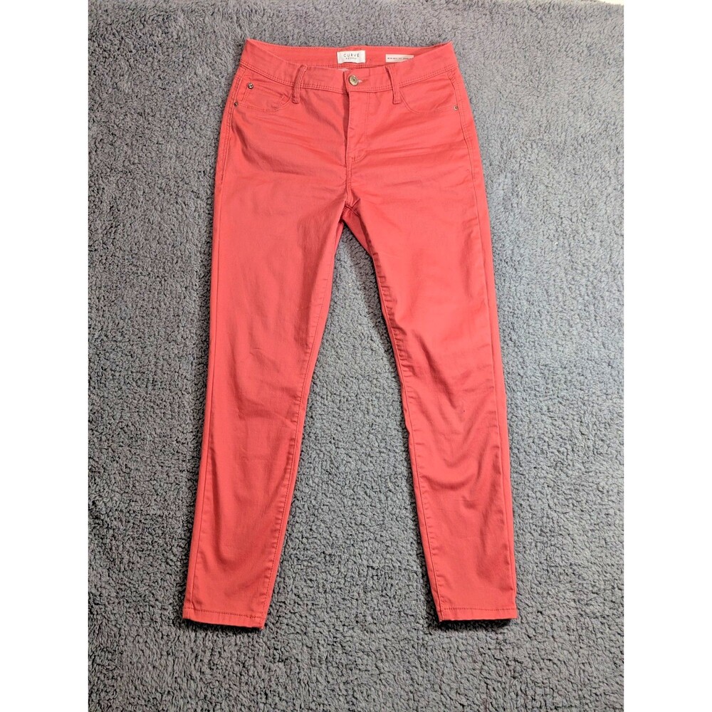 Curve Appeal Coral Skinny Pants Womens 4 27 Stretch Cotton Blend
